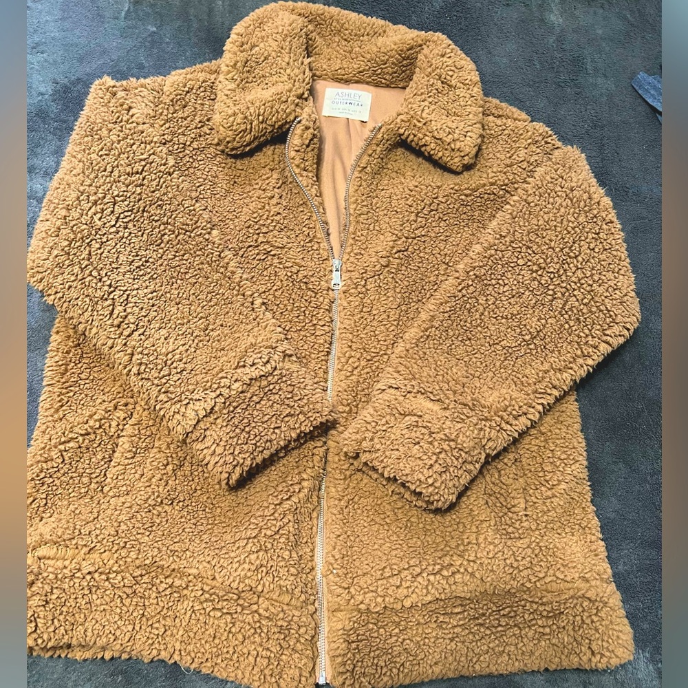 Ashley by 26 International Outerwear 1X Full Zip Teddy Sherpa Jacket w/pockets